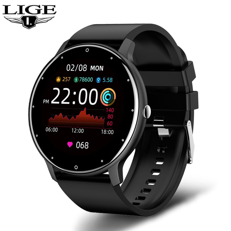 LIGE Smart Watch for Men Android iOS Fitness Trackers Waterproof  Smartwatches Black