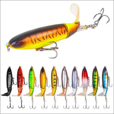 10cm/14cm whopper popper artificial fishing bait - topwater lure with soft rotating tail