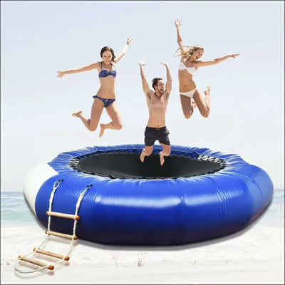 10ft inflatable water trampoline bounce swim platform for water-sports Blue