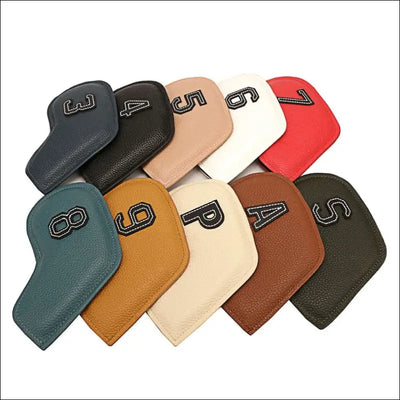 10pcs/set golf iron headcover 3-9,p,s,a , club head cover embroidery number case sport golf