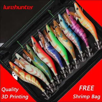 10pcs shrimp bag 3d printing squid cuttlefish jigs lures fishing wood shrimp lure - fishing lures 13.5cm-23.7g