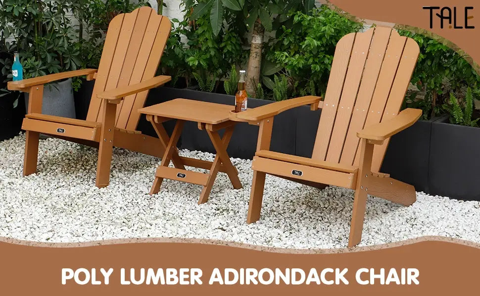 TALE Adirondack Chair Backyard Outdoor Furniture Painted Seating With Cup Holder All-Weather And Fade-Resistant Plastic