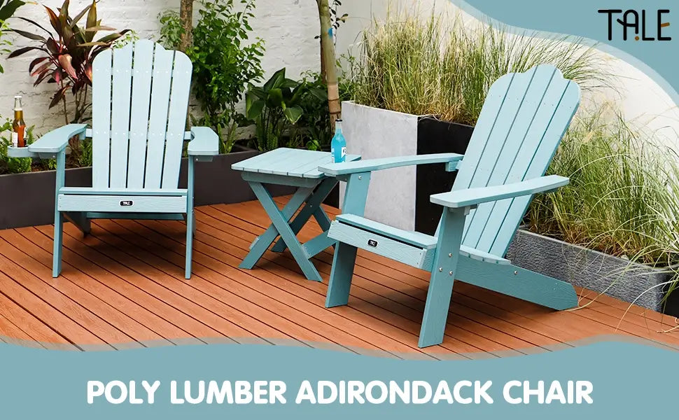 TALE Adirondack Chair Backyard Outdoor Furniture Painted Seating With Cup Holder All-Weather And Fade-Resistant Plastic