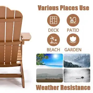 TALE Adirondack Chair Backyard Outdoor Furniture Painted Seating With Cup Holder All-Weather And Fade-Resistant Plastic