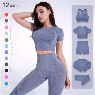 2/3/5pcs seamless yoga set workout sportswear gym clothing fitness long sleeve crop top high waist