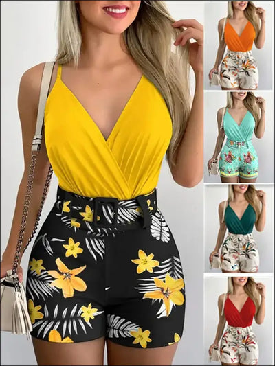 2024 summer sexy fashion two-piece hips beach women suspender shorts suit monos mujer elegante