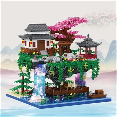 3320pcs chinese architecture micro building blocks house waterfall tree diy diamond bricks