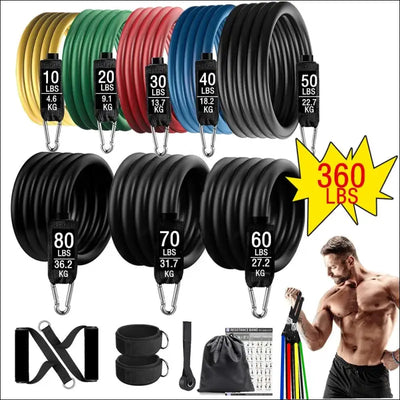 360lbs fitness exercises resistance bands set with pull up resistance bands