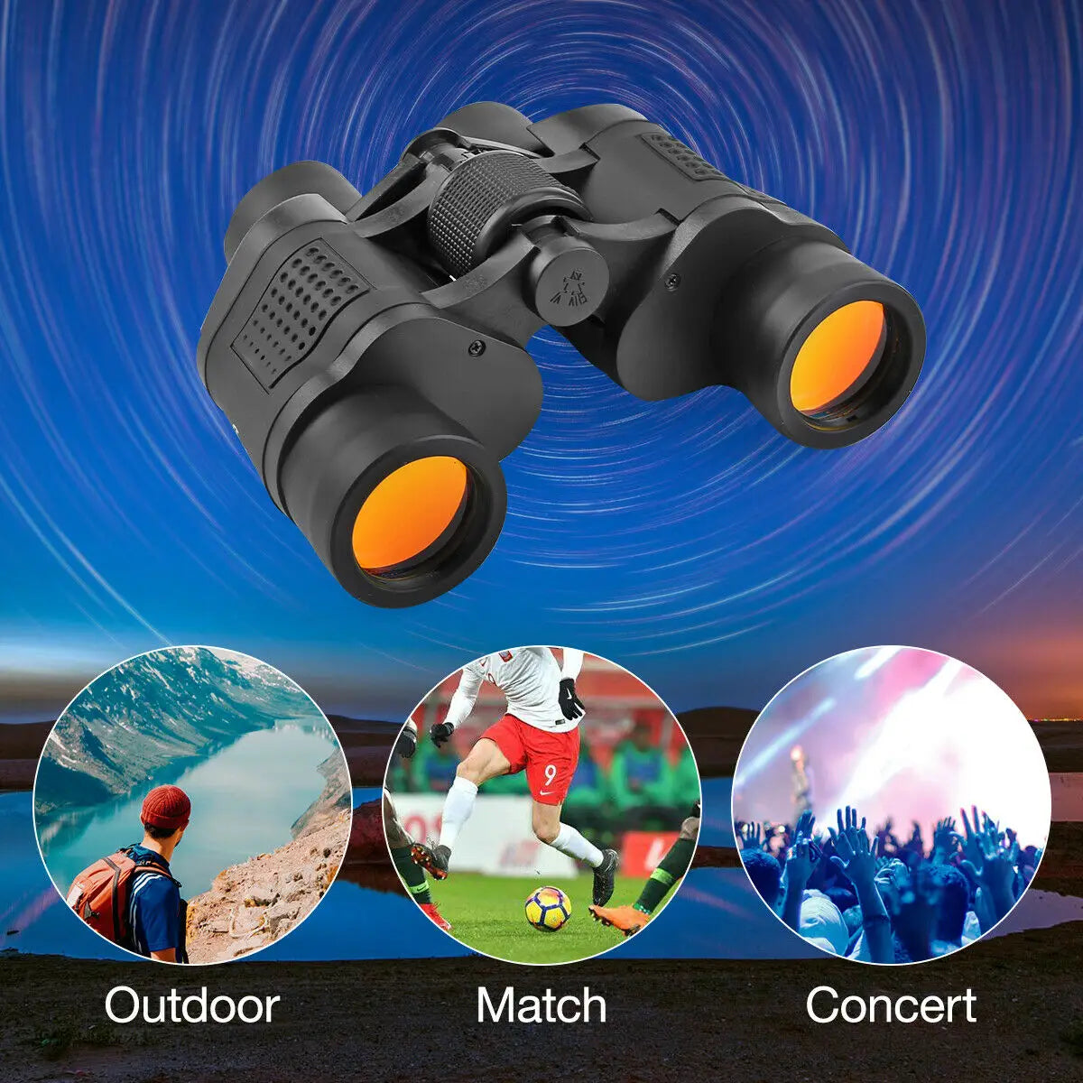 60x60 High Power Binoculars With Coordinates Portable Telescope LowLight Night Vision For Hunting Sports Travel