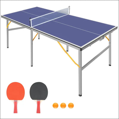 6ft mid-size table tennis table foldable & portable ping pong table set for indoor & outdoor games