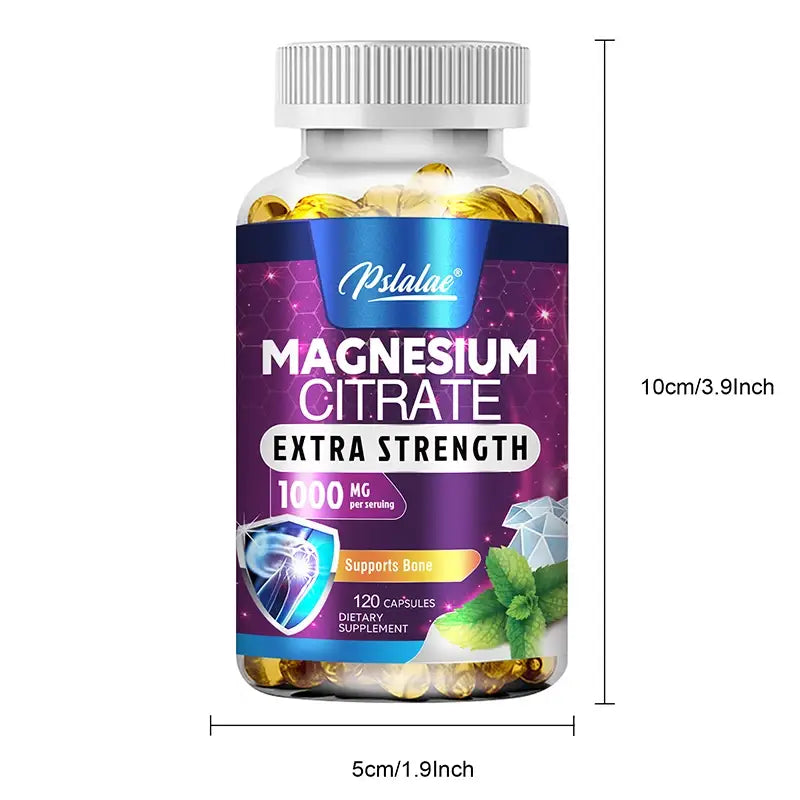 Magnesium Citrate 1000mg - Maximum Absorption for Muscle Nerve Bone and Heart Health - 120 Capsules