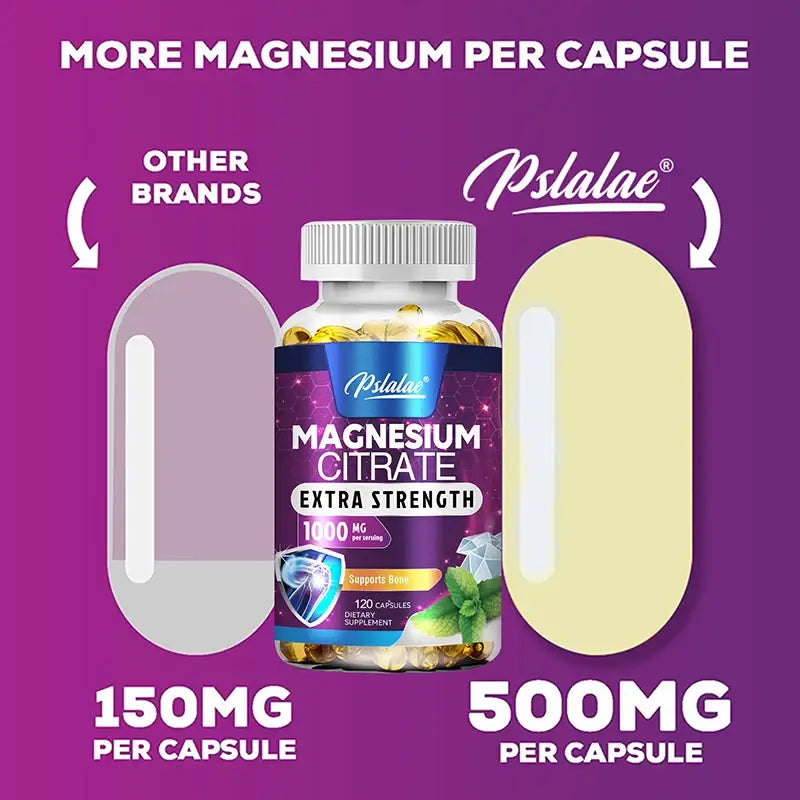 Magnesium Citrate 1000mg - Maximum Absorption for Muscle Nerve Bone and Heart Health - 120 Capsules