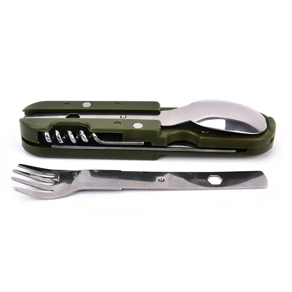 Camping Cutlery Stainless Steel Folding Knife Fork Spoon Portable Outdoor Tableware Camping Equipment