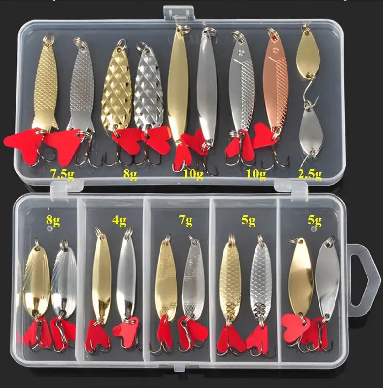 Metal Jig Spoon Fishing Lure Set - 10/20/25/35pcs Wobblers Kit - Pike Spoon Bait Fishing Tackle Pesca Isca Artificial