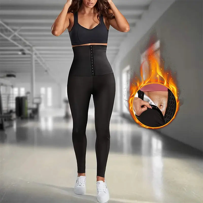 Women Sauna Leggings Sweat Pants High Waist Slimming Hot Thermo Compression Workout Fitness Tights Body Shaper Waist