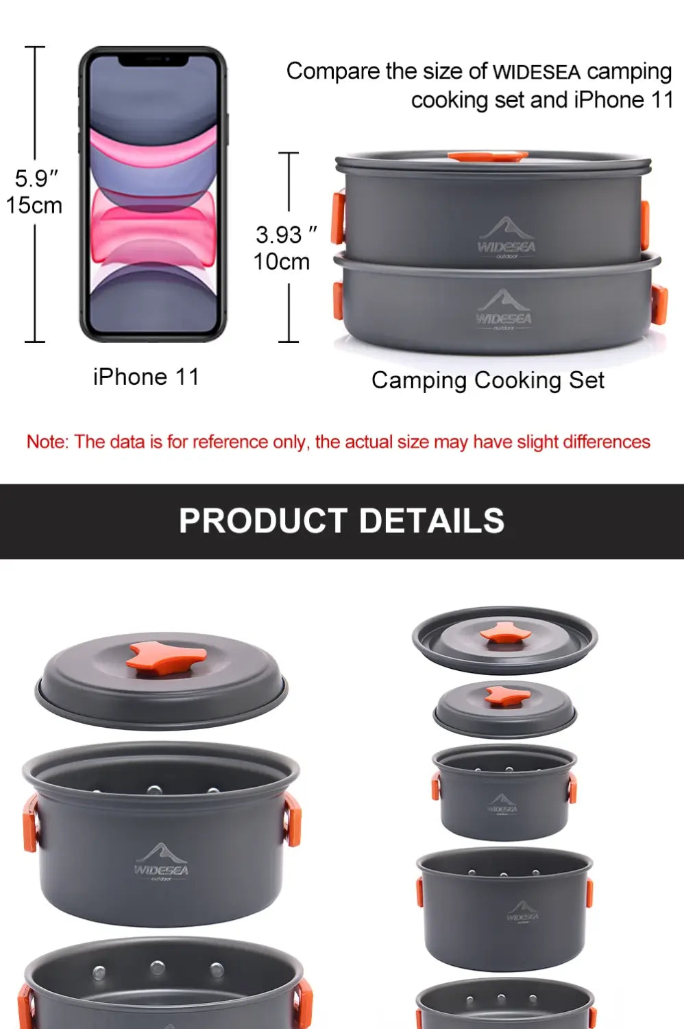 Widesea Camping Outdoor Cookware Set Tableware Cooking Cutlery Utensils Hiking Picnic Travel Equipment Tourist Cooker