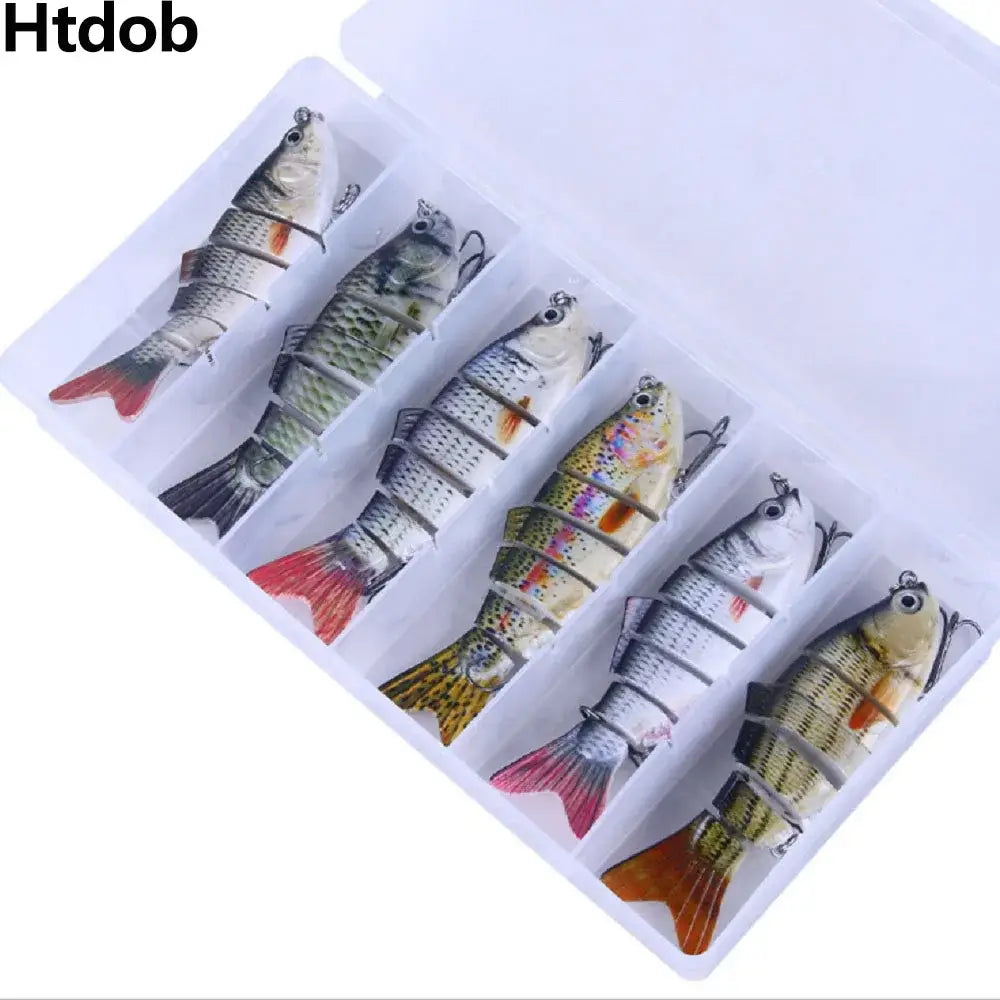 6 Pieces/set Fishing Lures Set With Box Multi Segments Jointed Hard Bait Wobblers Swimbait Crankbait Swim Bass For Pike