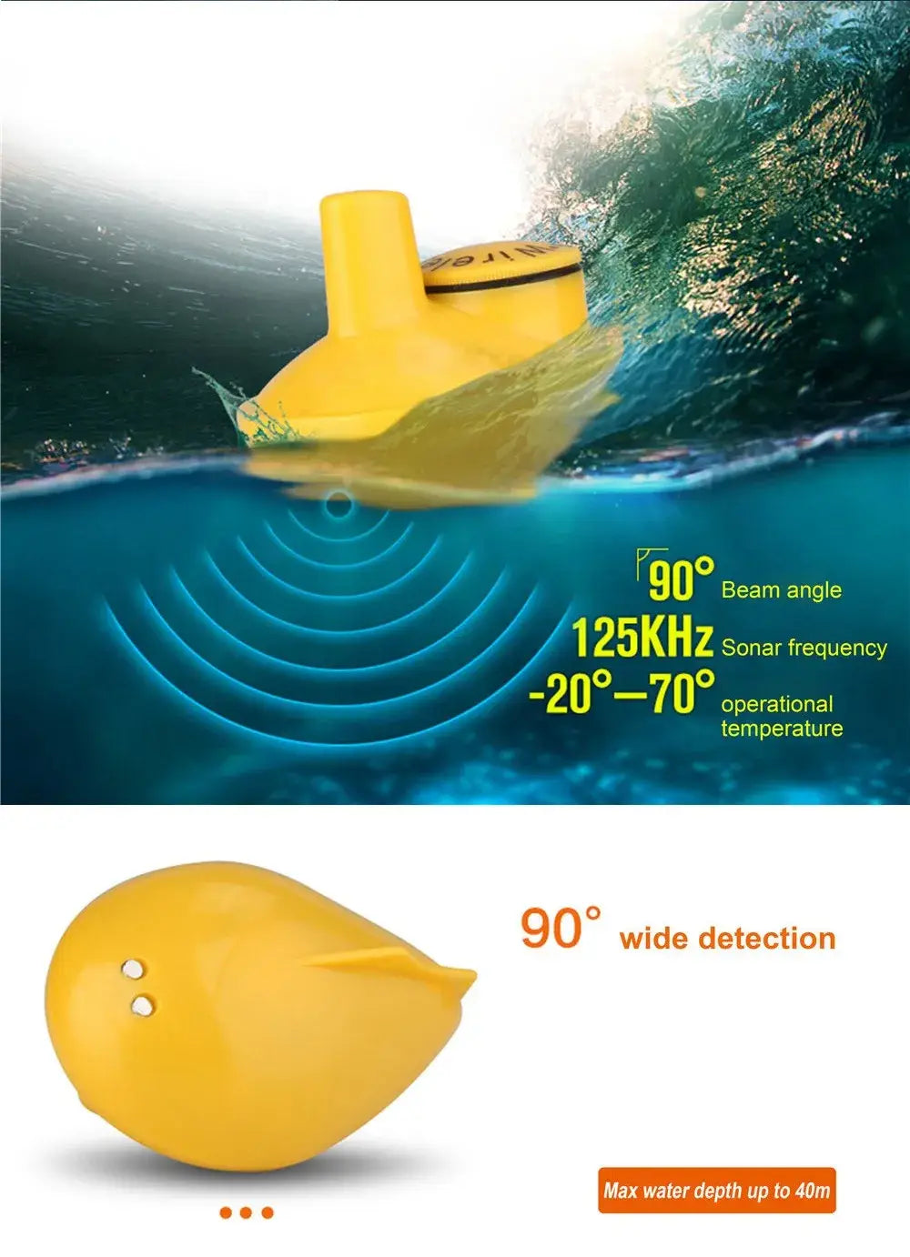 LUCKY FFCW1108-1 Wireless Sonar Fishing Alert Fish Finder Underwater Echo Sounder Fishing Detector Portable Fish Finder