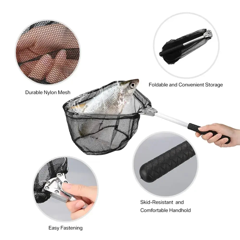 Telescopic landing net 1.9m/0.92m/0.55m - aluminum alloy mesh fishing net