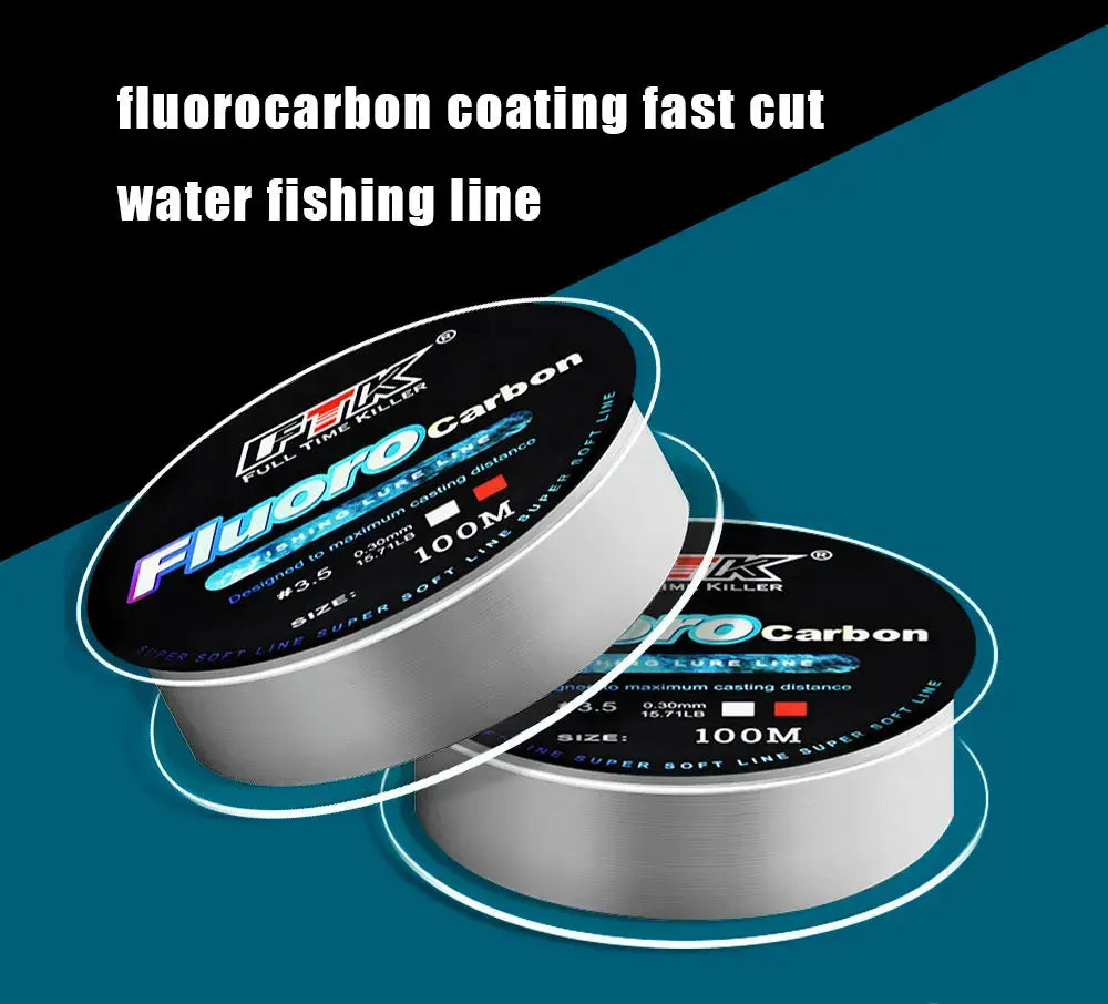 FTK 100M Fluorocarbon Coating Fishing Line 4.14LB-34.32LB Carbon Fiber Monofilament Leader Line Carp Fishing Sinking