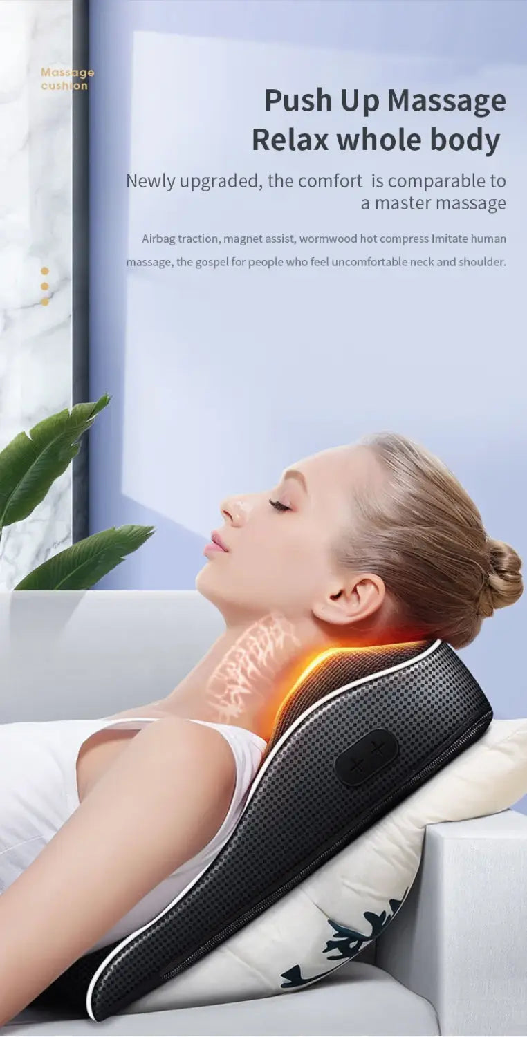 Jinkairui Electric Shiatsu Head Neck Cervical Ttraction Body Massager Car Back Pillow with Heating Vibrating Massage