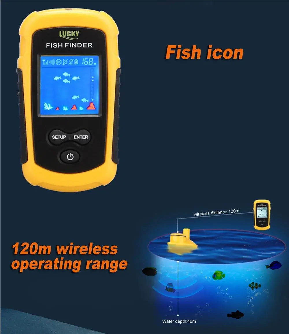 LUCKY FFCW1108-1 Wireless Sonar Fishing Alert Fish Finder Underwater Echo Sounder Fishing Detector Portable Fish Finder