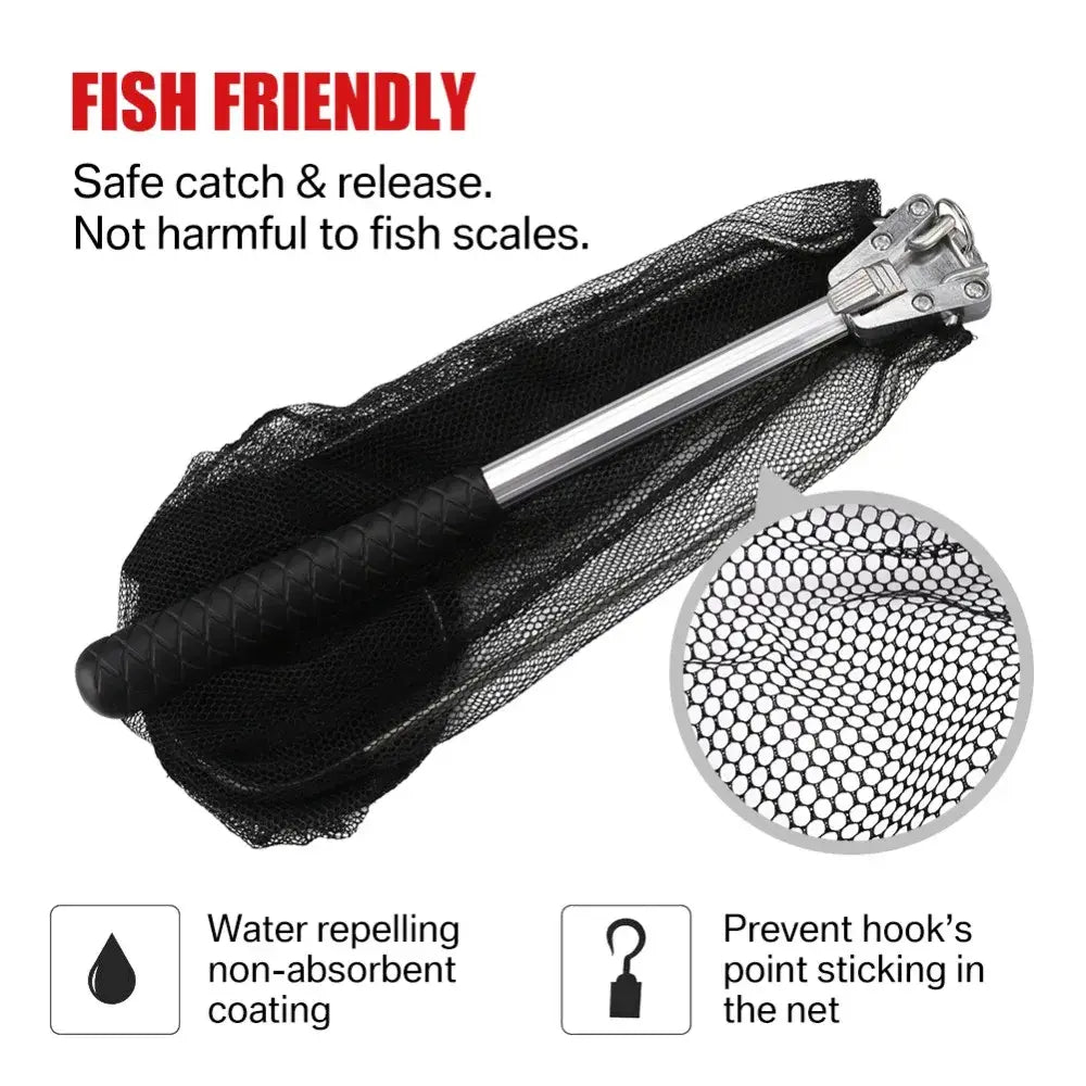 Telescopic landing net 1.9m/0.92m/0.55m - aluminum alloy mesh fishing net