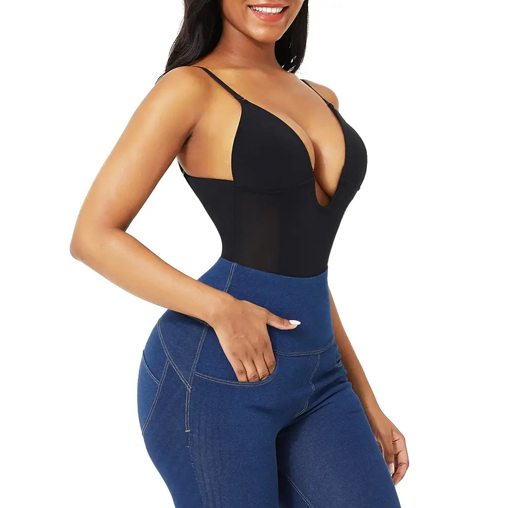 Women Corset Sexy Deep V Backless Bodysuit Waist Trainer Thong Shapewear Weeding Seamless Underwear Invisible Bra Body