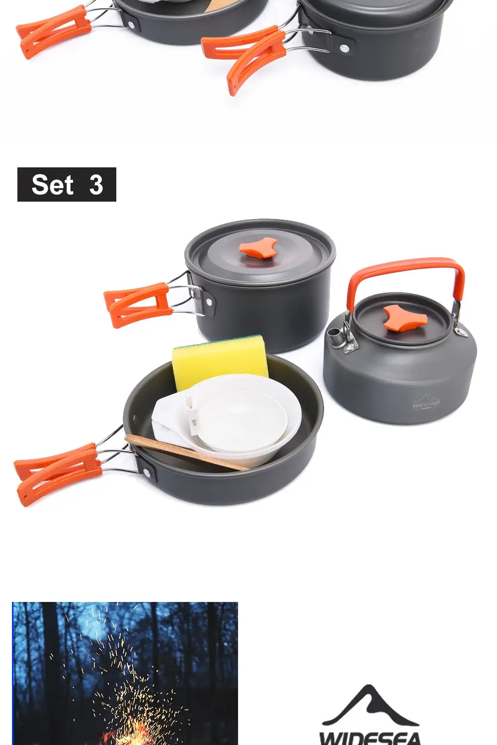 Widesea Camping Outdoor Cookware Set Tableware Cooking Cutlery Utensils Hiking Picnic Travel Equipment Tourist Cooker