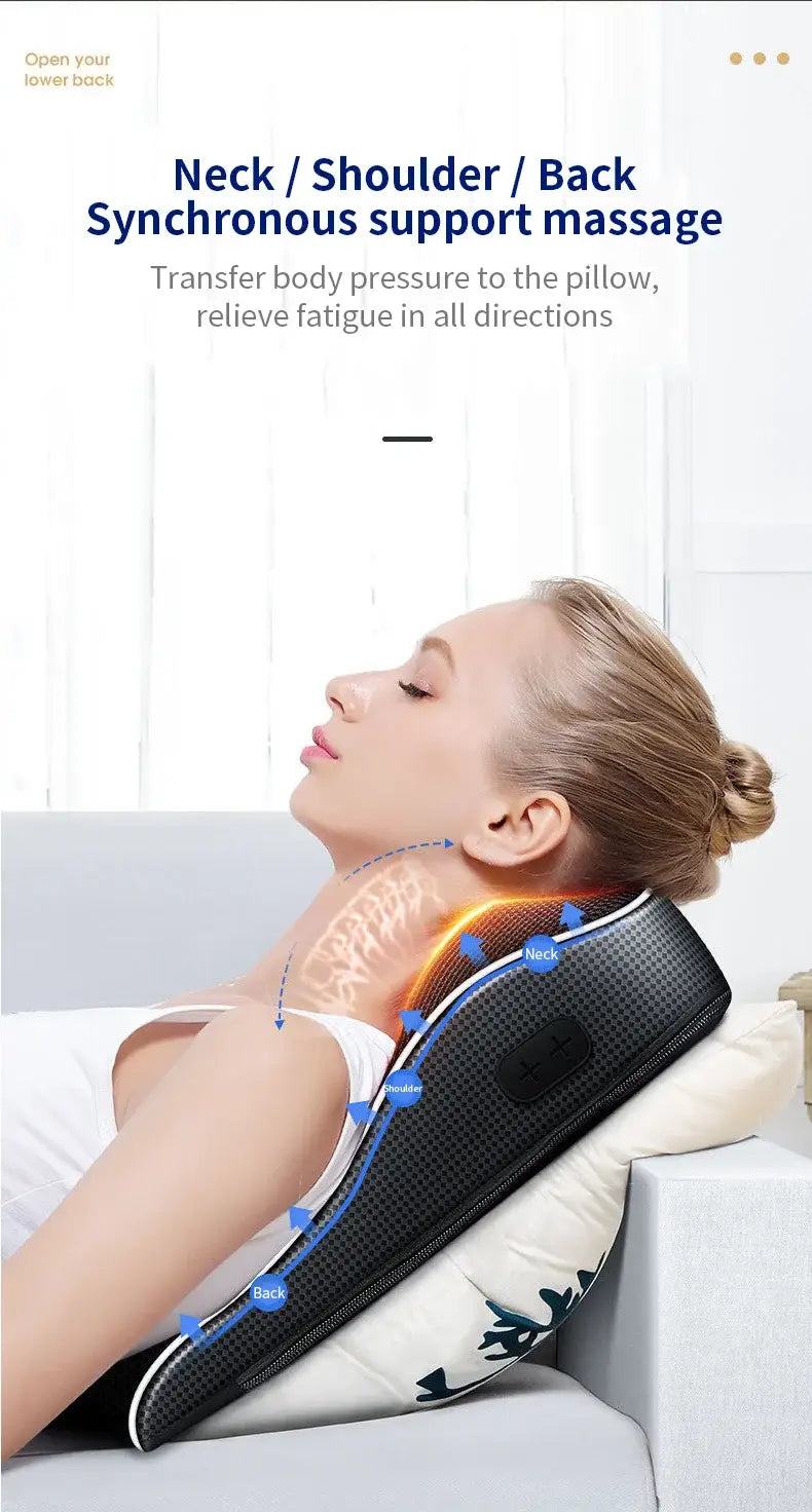 Jinkairui Electric Shiatsu Head Neck Cervical Ttraction Body Massager Car Back Pillow with Heating Vibrating Massage