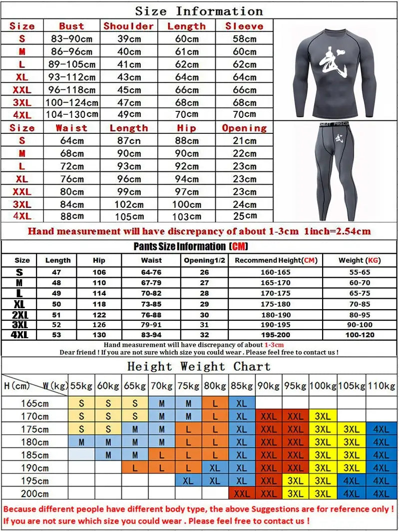 Men Running Sets Compression Sports Suits Skinny Tights Clothes Gym Fitness Sportswear Suits Quick Dry Ski Thermal