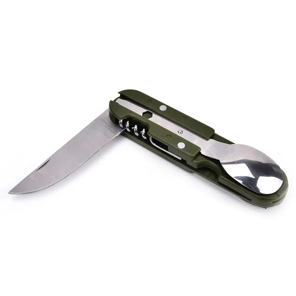 Camping Cutlery Stainless Steel Folding Knife Fork Spoon Portable Outdoor Tableware Camping Equipment