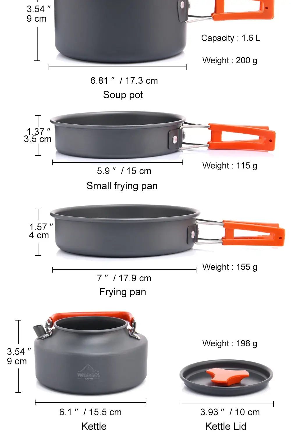 Widesea Camping Outdoor Cookware Set Tableware Cooking Cutlery Utensils Hiking Picnic Travel Equipment Tourist Cooker