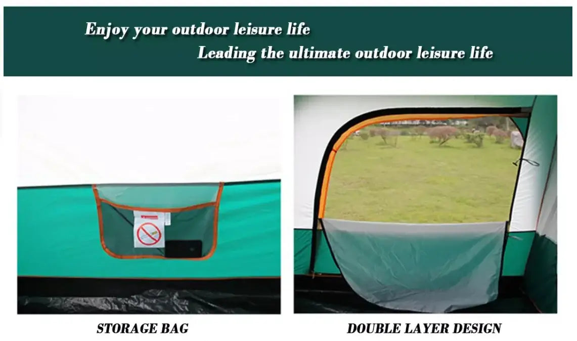 Hot sale 3-4 person Luxury Large Dome Family Waterproof double layer two rooms rainproof Outdoor Camping Tent