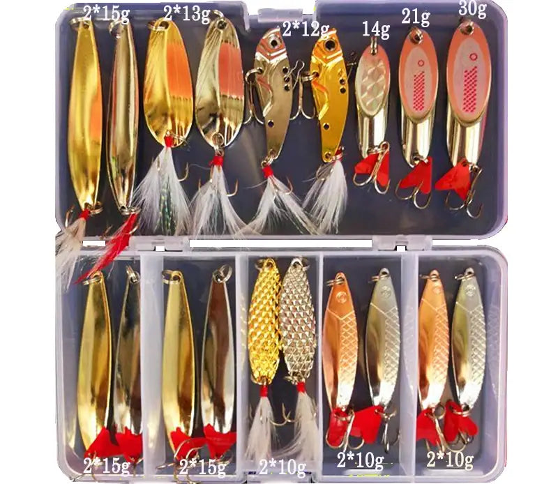 Metal Jig Spoon Fishing Lure Set - 10/20/25/35pcs Wobblers Kit - Pike Spoon Bait Fishing Tackle Pesca Isca Artificial