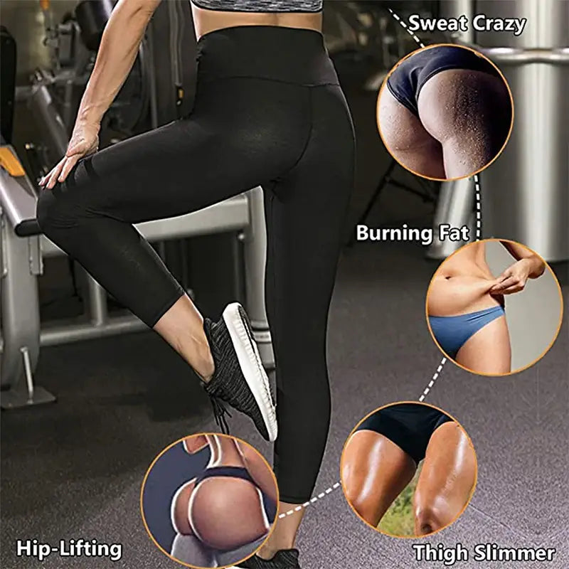 Women Sauna Leggings Sweat Pants High Waist Slimming Hot Thermo Compression Workout Fitness Tights Body Shaper Waist