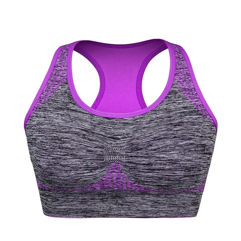 Shockproof Quick Dry Sports Bra Women Padded Gather Yoga Bra Push Up Gym Running Bra Seamless Workout Fitness Bra Top