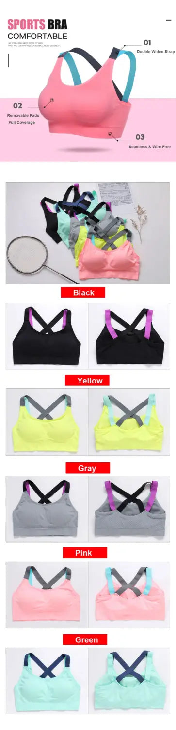 Sports Bra for Women Gym Seamless High Impact Sports Bra Yoga Fitness Top Female Underwear Push-up bra Sportswear