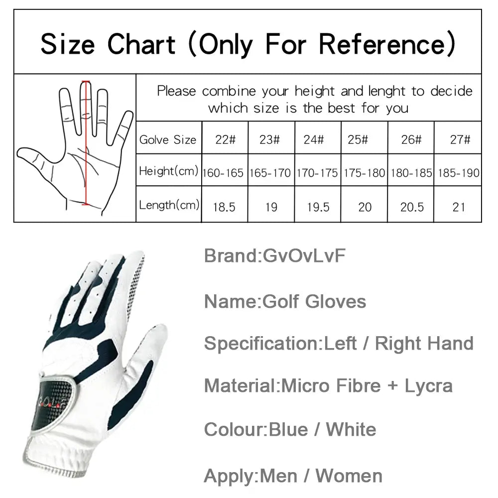 PGM Golf Gloves Blue White Grey Left Right Hand Microfiber Antiskid For Professional Brand New Golfer Breathable Sports