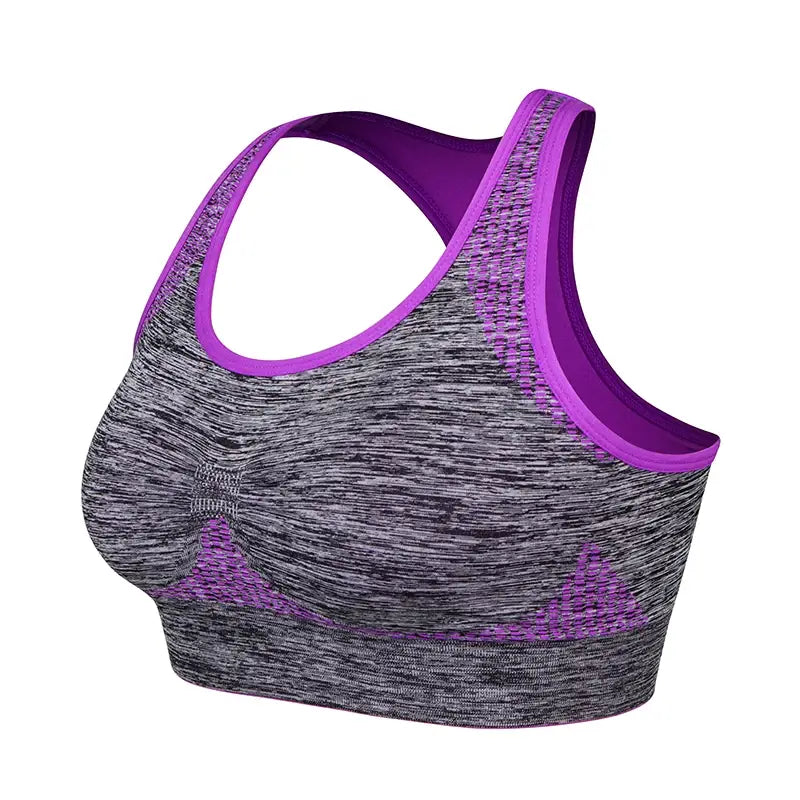 Shockproof Quick Dry Sports Bra Women Padded Gather Yoga Bra Push Up Gym Running Bra Seamless Workout Fitness Bra Top