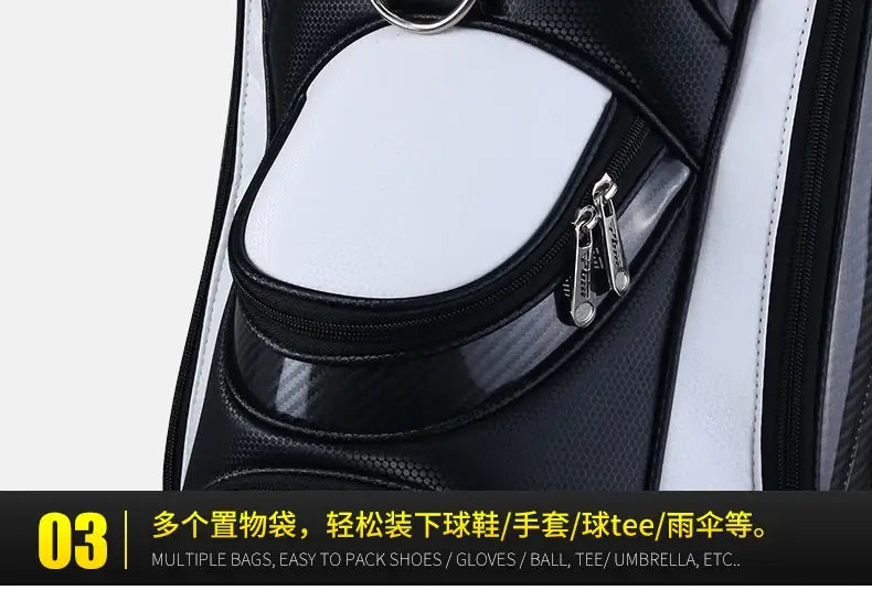 Professional Custom Waterproof PU Golf Bag Golf Club Sling Shoulder Bag 5 Dividers for Men