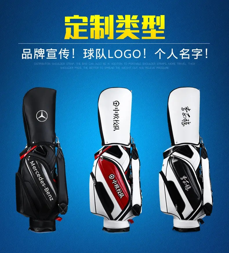 Professional Custom Waterproof PU Golf Bag Golf Club Sling Shoulder Bag 5 Dividers for Men