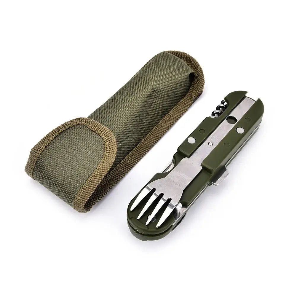 Camping Cutlery Stainless Steel Folding Knife Fork Spoon Portable Outdoor Tableware Camping Equipment