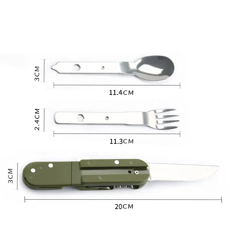 Camping Cutlery Stainless Steel Folding Knife Fork Spoon Portable Outdoor Tableware Camping Equipment