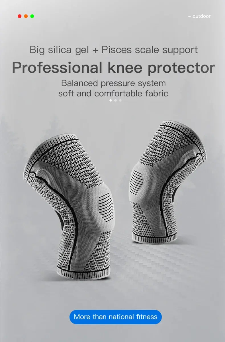 Silicone full knee brace strap patella medial support compression protection