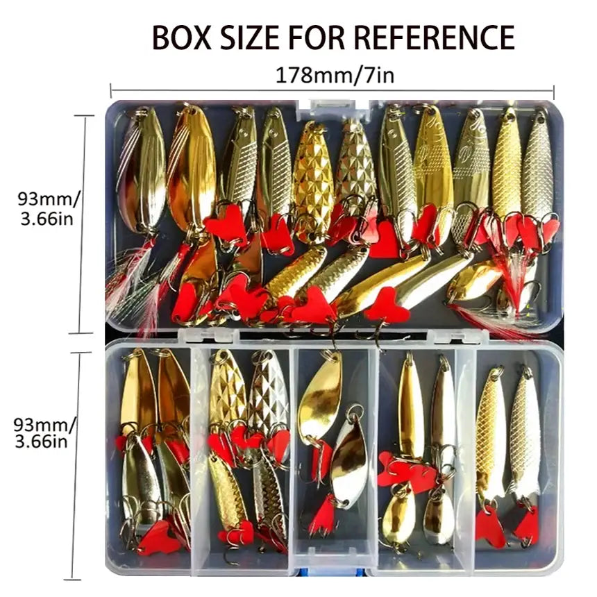 Metal Jig Spoon Fishing Lure Set - 10/20/25/35pcs Wobblers Kit - Pike Spoon Bait Fishing Tackle Pesca Isca Artificial