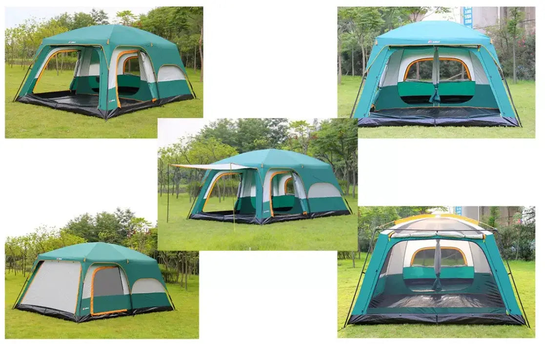 Hot sale 3-4 person Luxury Large Dome Family Waterproof double layer two rooms rainproof Outdoor Camping Tent