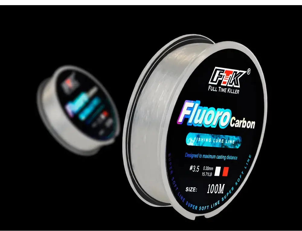 FTK 100M Fluorocarbon Coating Fishing Line 4.14LB-34.32LB Carbon Fiber Monofilament Leader Line Carp Fishing Sinking