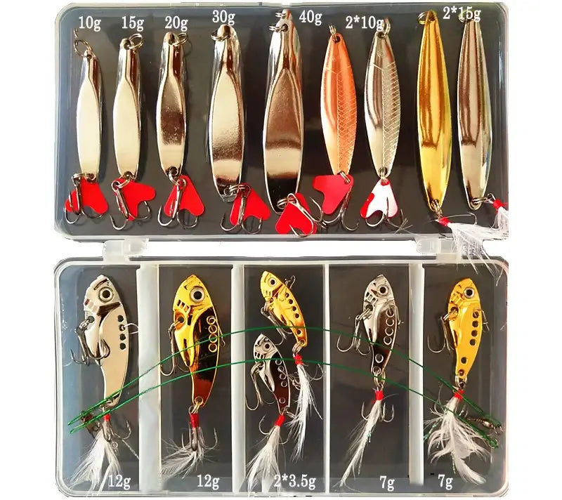 Metal Jig Spoon Fishing Lure Set - 10/20/25/35pcs Wobblers Kit - Pike Spoon Bait Fishing Tackle Pesca Isca Artificial