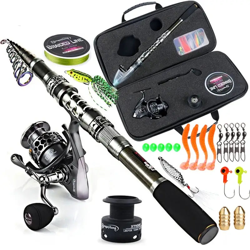 Sougayilang Telescopic Fishing Rod and Reel Combo - Lightweight Portable and Versatile